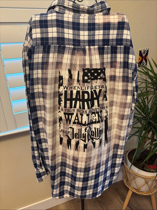 Handmade Tops - Handmade one of a kind Distressed Flannel Shirt Hardy Jelly Roll Wallen